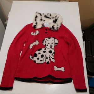 Girls 6X  red sweater with Dalmation from Empress